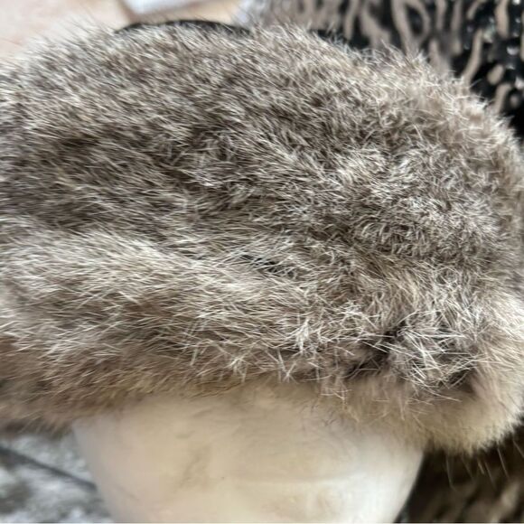 REAL RABBIT FUR HAT skully cap rare head piece accessory beanie scarf unisex - Picture 6 of 13